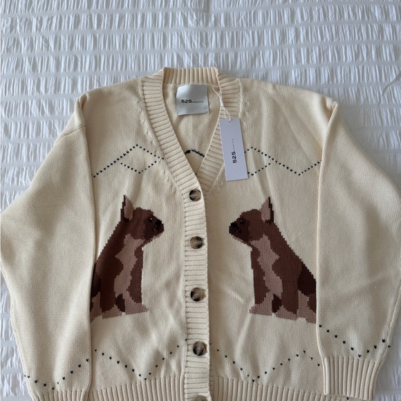 EMILIA: 100% COTTON FRENCHIE CARDIGAN & FRENCHIE INTARSIA COTTON DOG SWEATER - Picture 6 of 8